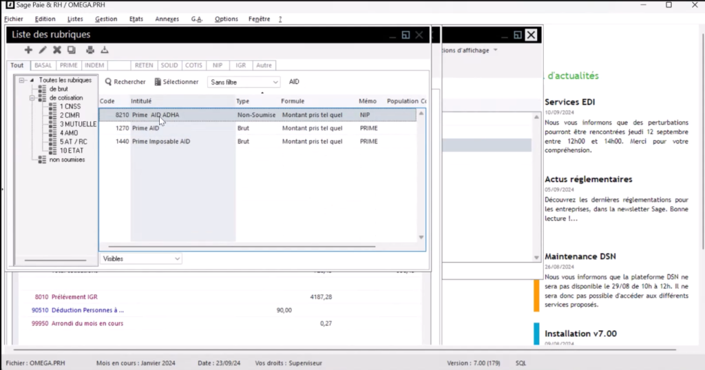 Gestion des primes - Sage100 Paie & RH - Omegasoft Partenaire SAGE MAROC