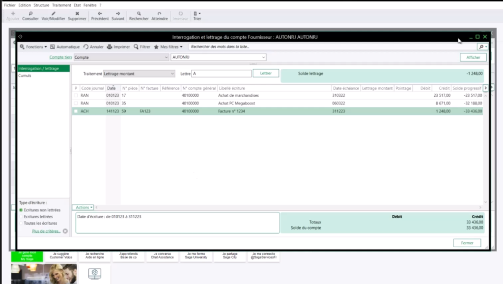 Lettrage- Sage100 Comptabilité - Omegasoft Partenaire SAGE MAROC